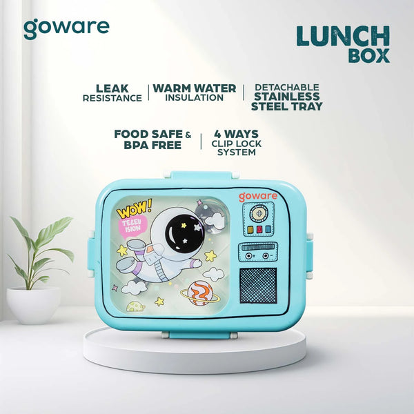 Television Style 3 Compartments Stainless Steel Lunch Box