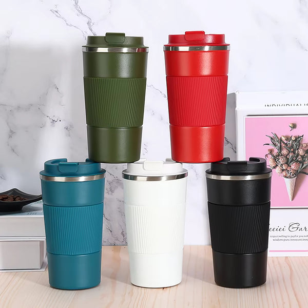 Stainless Steel Coffee Mug with Grip - 380 ml